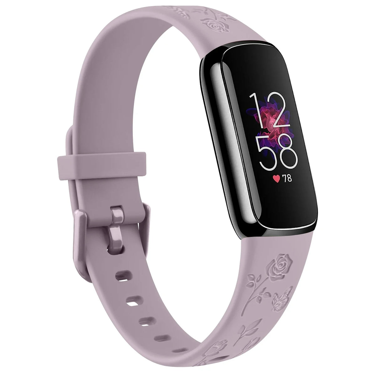 Fitbit Luxe Floral-Engraved TPU Band - Dusty Lilac