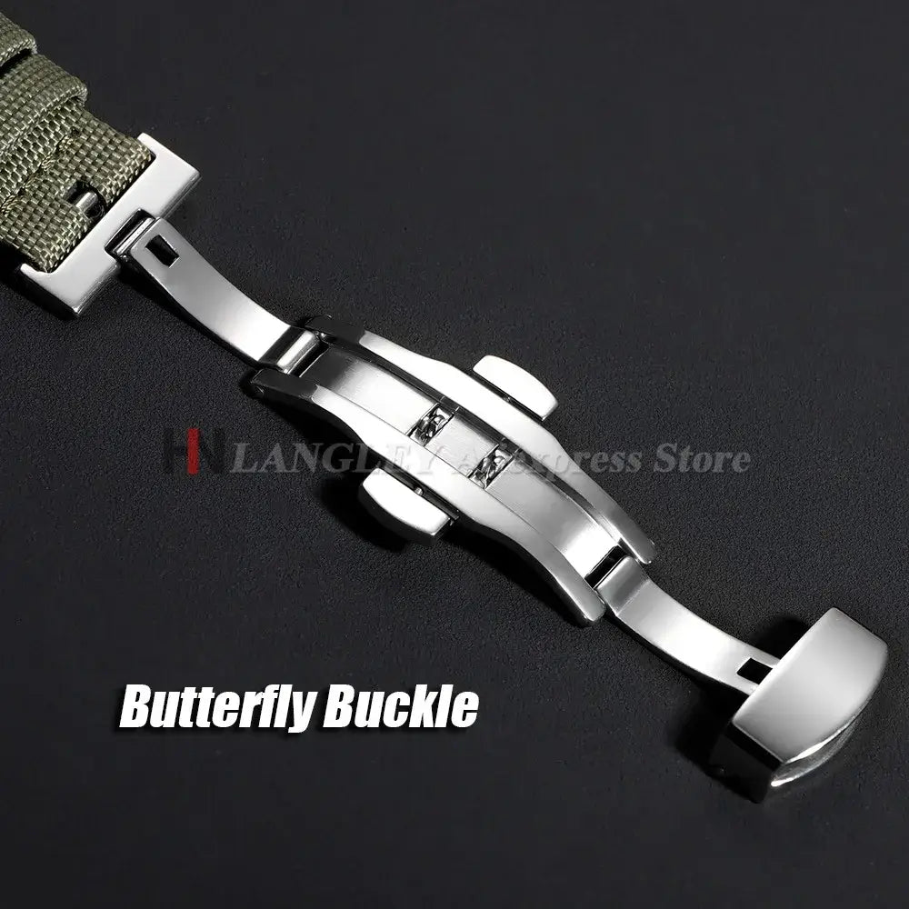 Amazfit Sailcloth Nylon Watch Band with Butterfly Clasp - Open folding butterfly clasp
