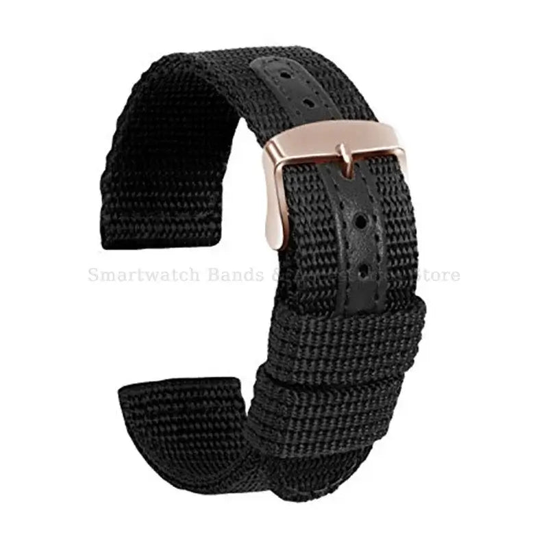 Suunto Textured Nylon Band with Center Detail - Black / Rose Gold Buckle