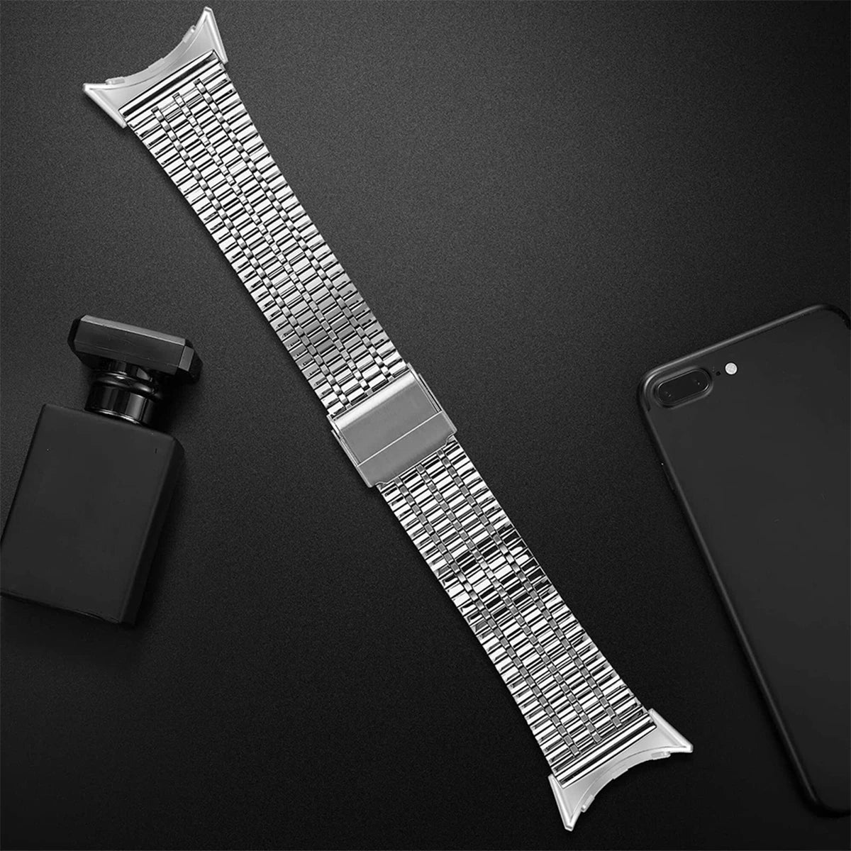 Google Pixel Watch 5, 4 and 3 Seven-Bead Stainless Steel Link Band — material detail
