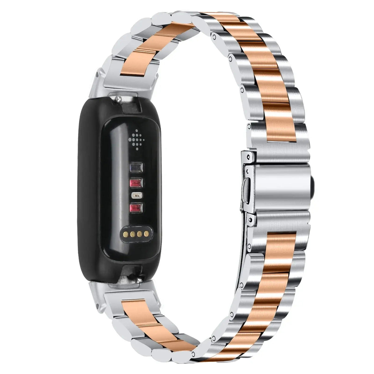 Fitbit Inspire 3 Stainless Steel Three-Link Band - Silver / Rose Gold