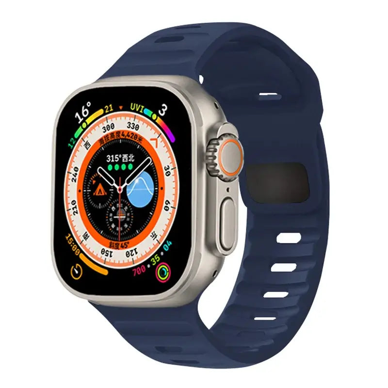 Navy Blue slotted silicone Apple Watch sport band