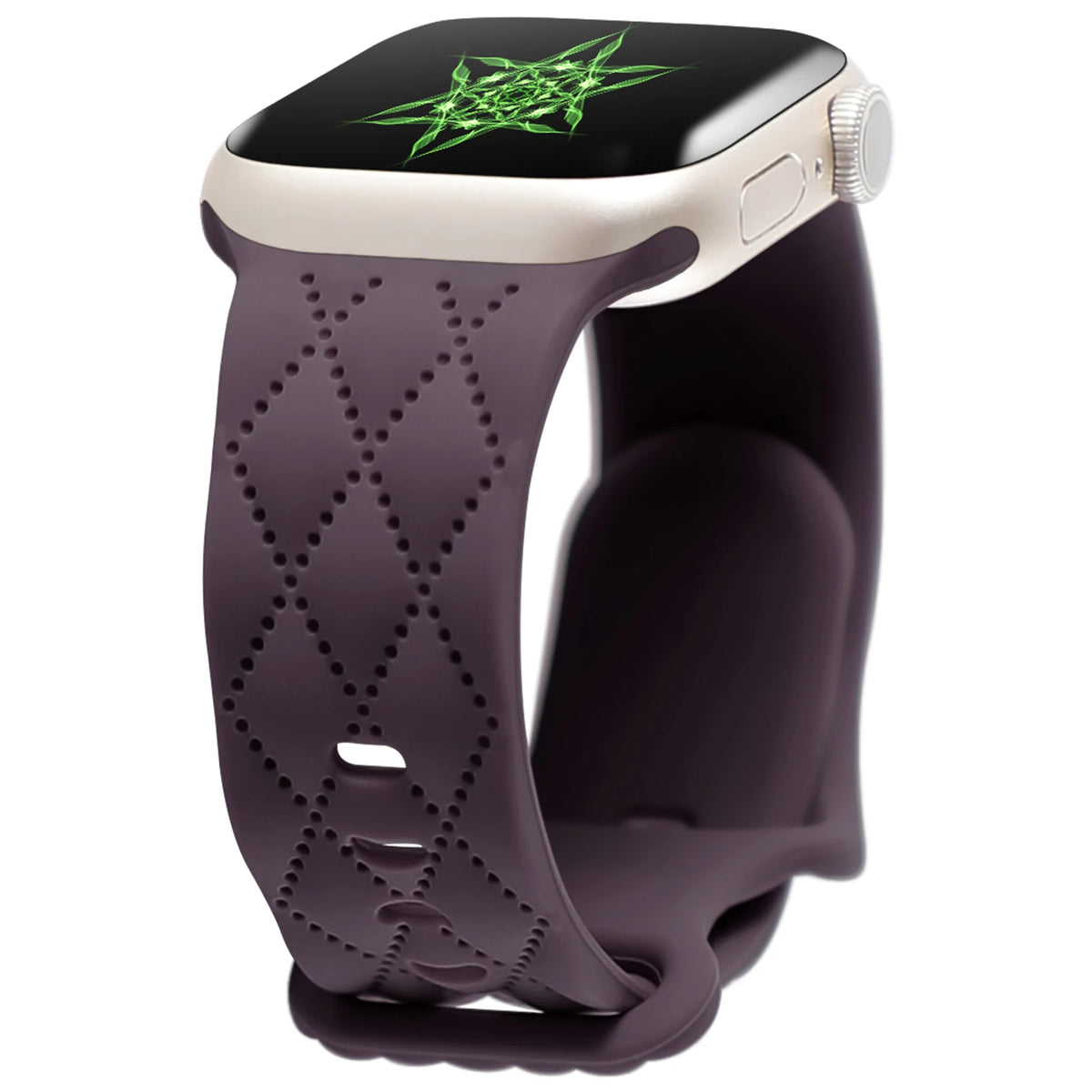 Quilted Diamond-Pattern Silicone Apple Watch Band in Plum