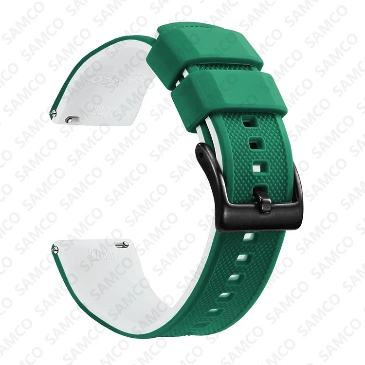 COROS Textured Silicone Watch Band with Buckle Choices - Green / White - Black Buckle