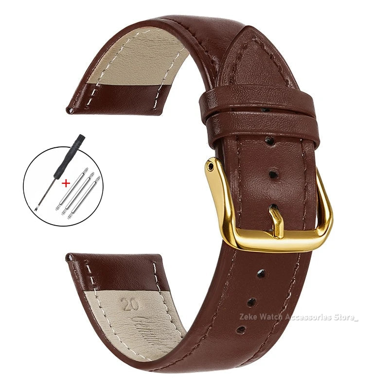 Garmin Slim Calfskin Band in Dark Brown with Gold Buckle