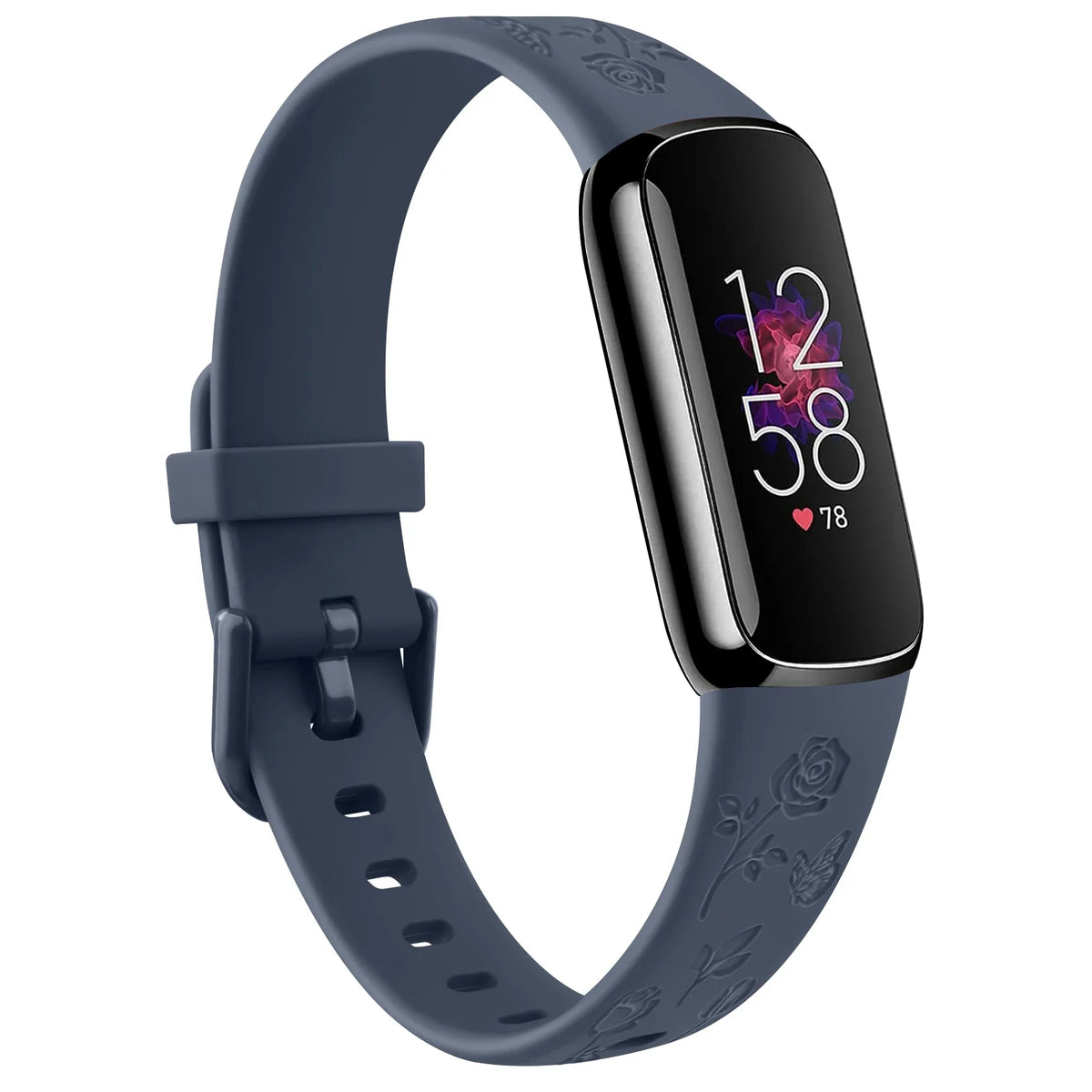 Fitbit Luxe Floral-Engraved TPU Band - Navy