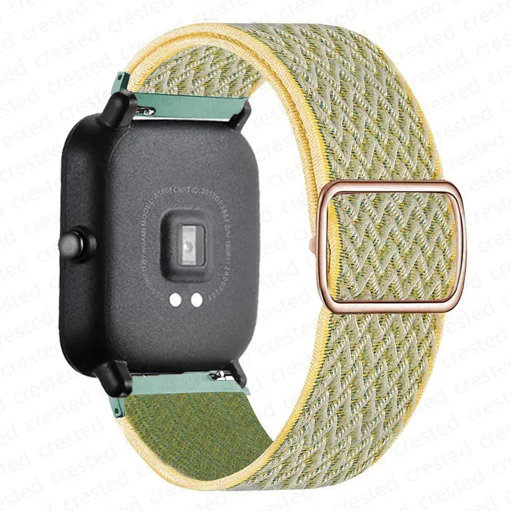 Adjustable Nylon Loop Band for Amazfit – Yellow / Green Chevron