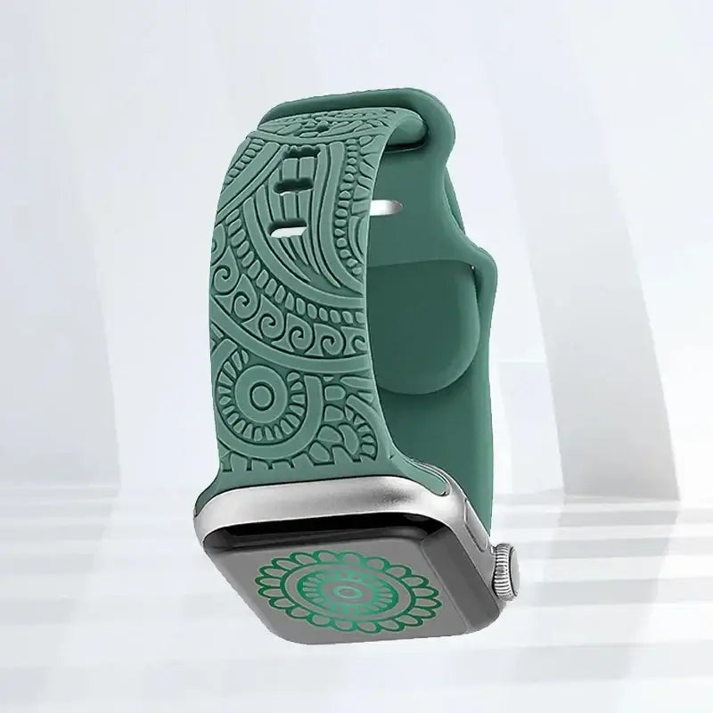 Sage Green Ornamental silicone Apple Watch band