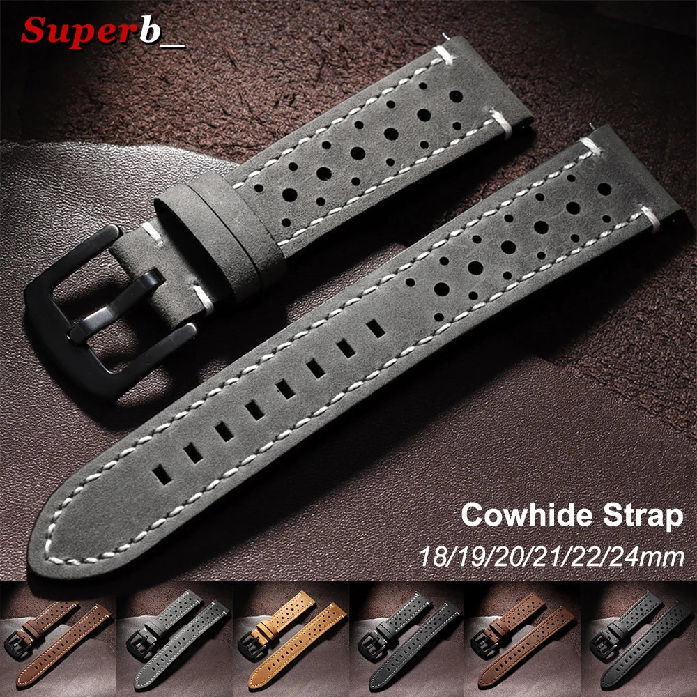 Motorola Moto Perforated Leather Band with Stitched Edges – black leather stitching choices