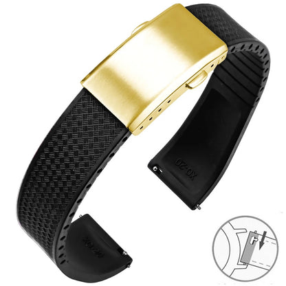 Garmin FKM Rubber Band in Black with Gold Clasp