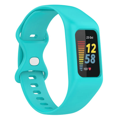 Turquoise Fitbit Charge 5 and 6 Silicone Sport Band with Built-In Case