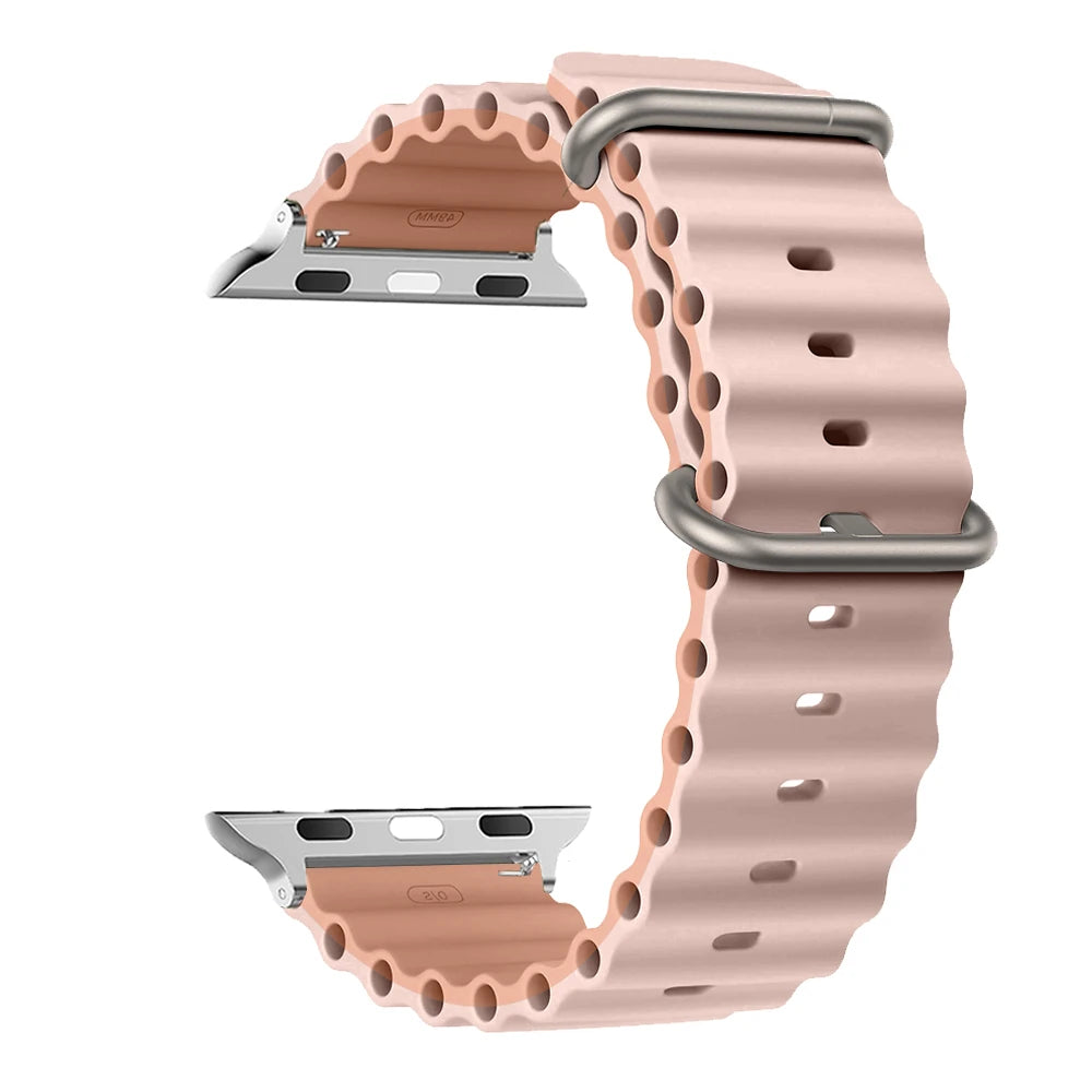 Ribbed Silicone Apple Watch Band - Solid & Two-Tone in Dusty Pink / Rose