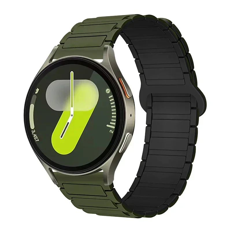 Polar Ribbed Magnetic Silicone Loop Band — Olive Green / Black