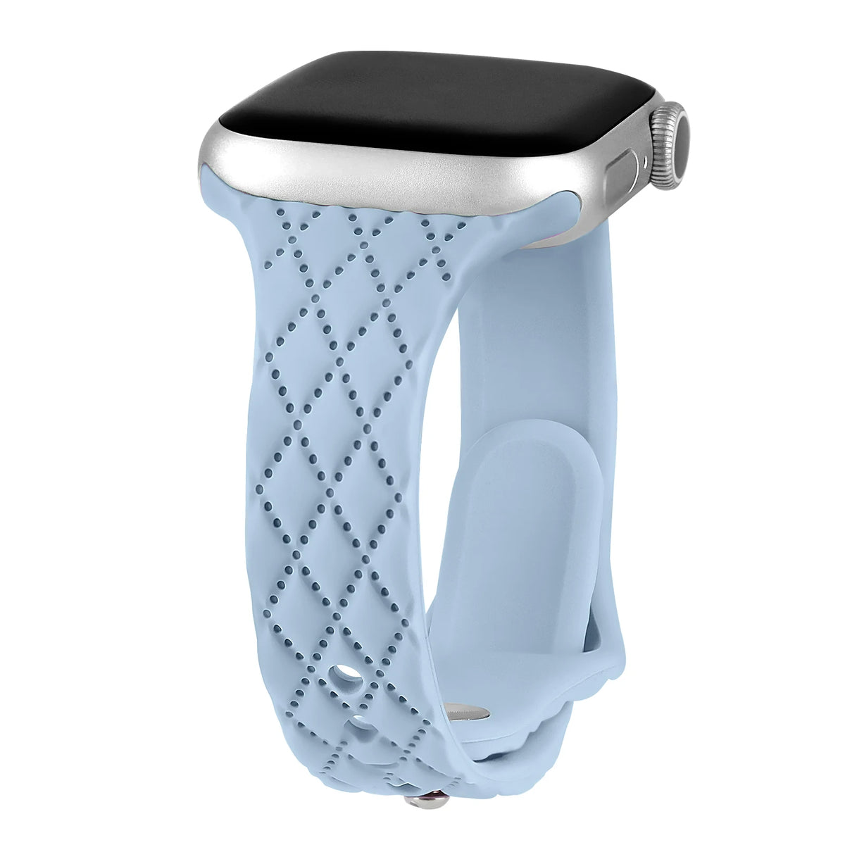 Diamond-Pattern Slim Silicone Apple Watch Band in Light Blue