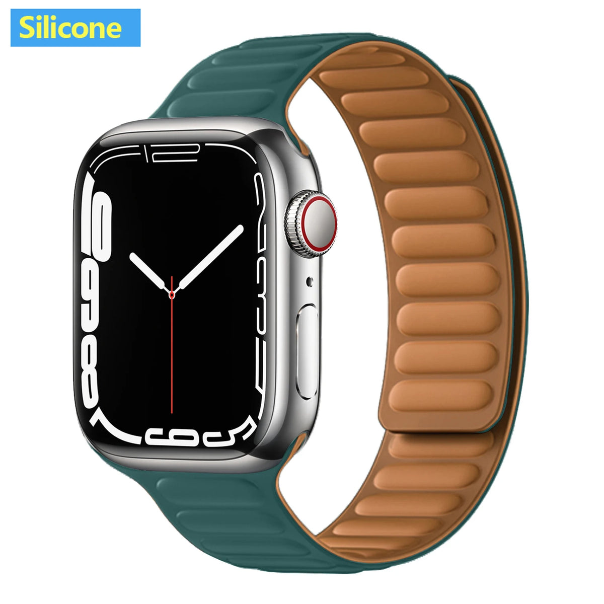 Magnetic Apple Watch Link Band - Leather & Silicone in Silicone / Teal