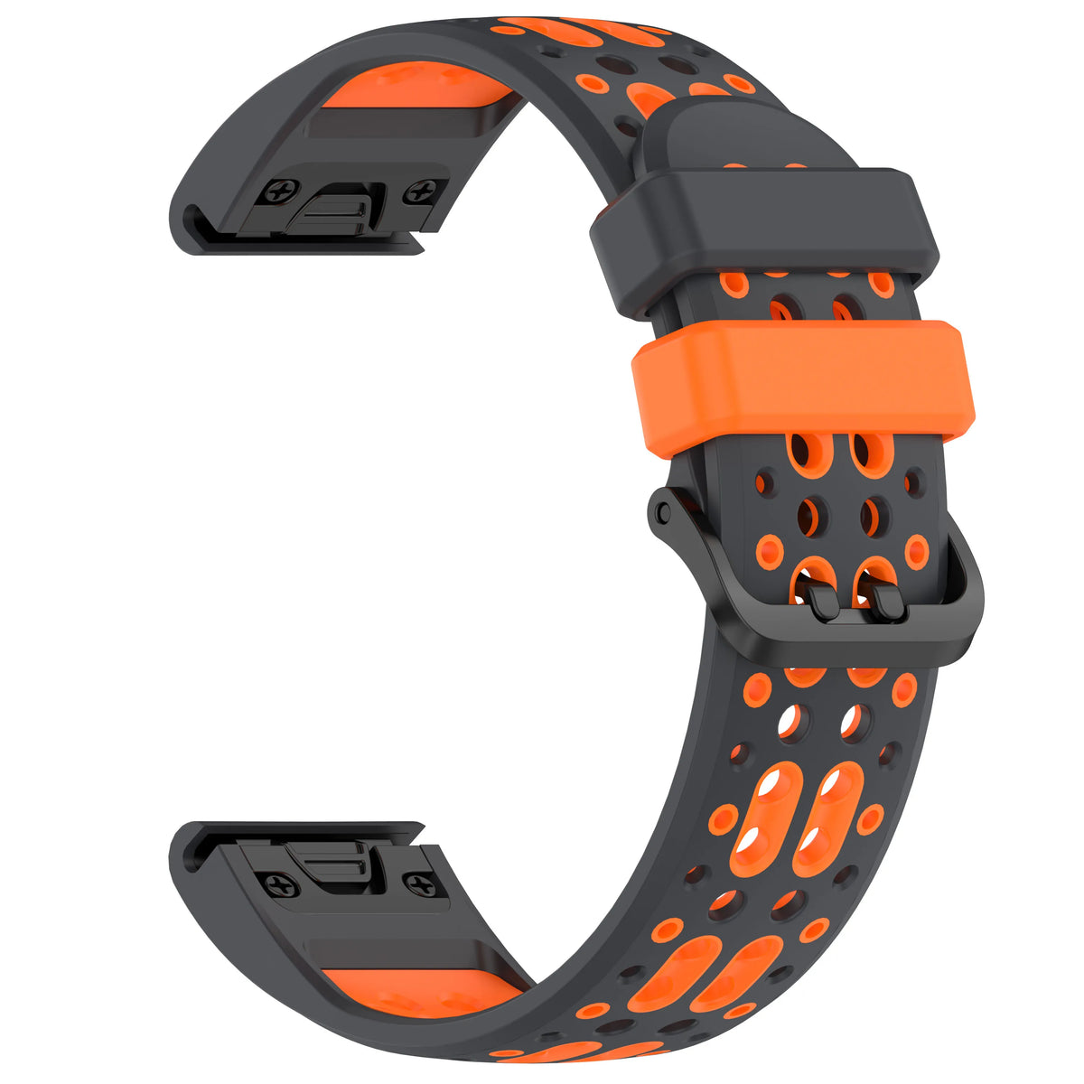 Dark Gray / Orange Garmin QuickFit 22/26mm Flexible Two-Tone Vented Silicone Band