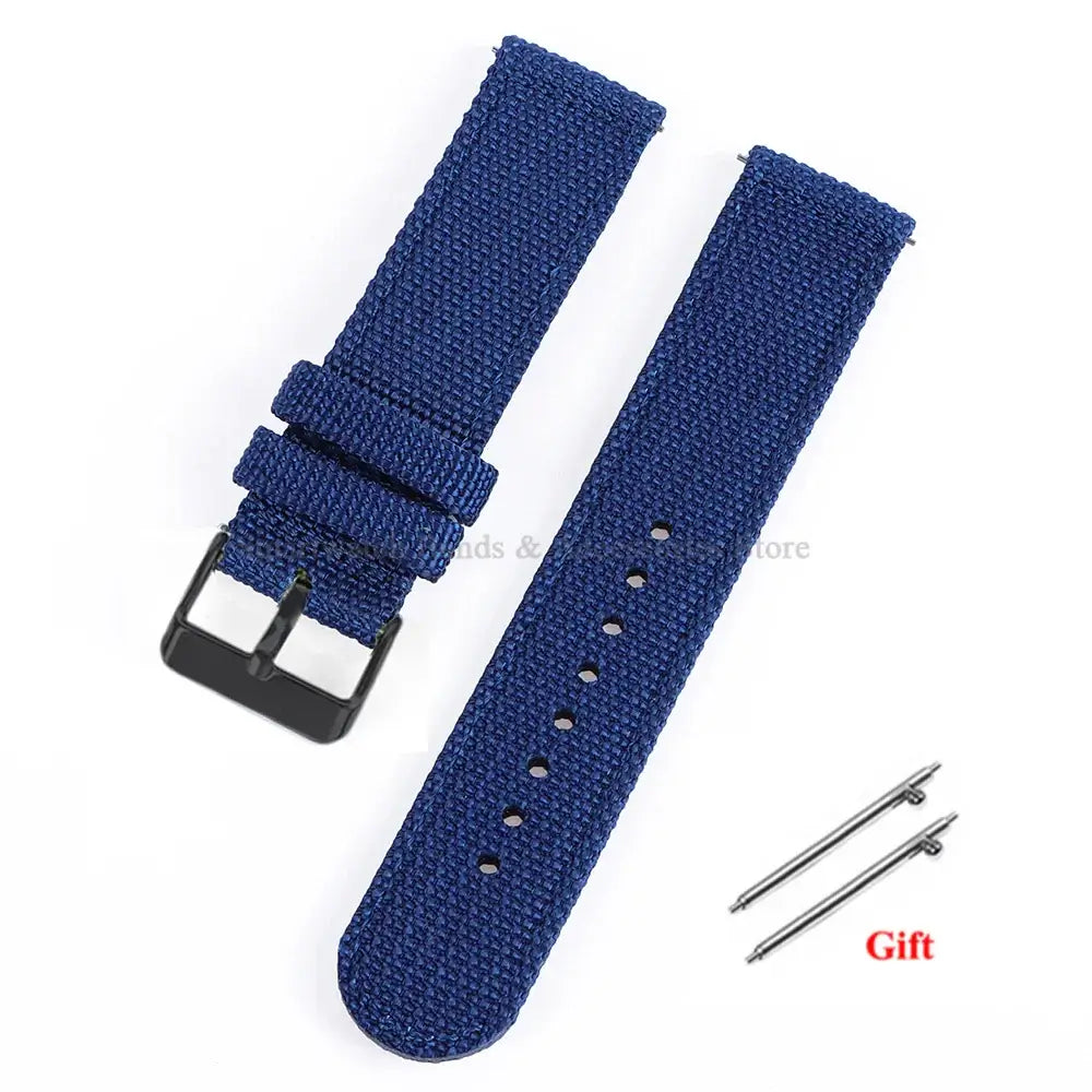 Samsung Galaxy Watch Textured Nylon Buckle Strap in Navy Blue / Black Buckle
