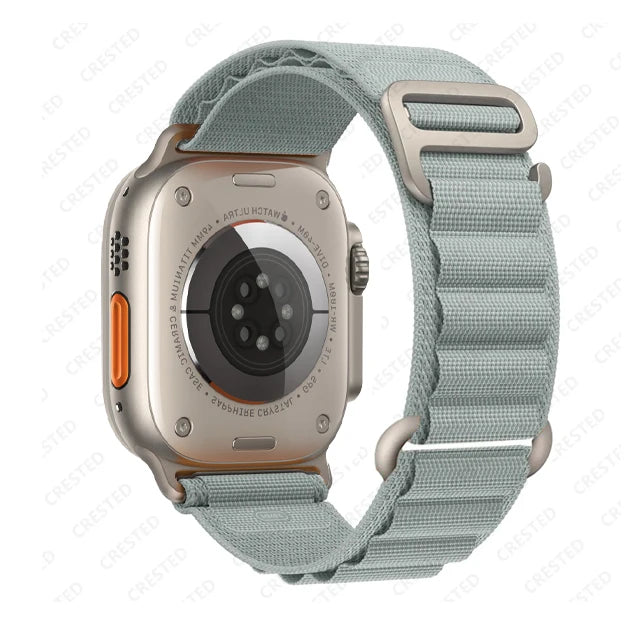 Alpine Style Nylon Apple Watch Loop with Metal Hook in Blue Gray