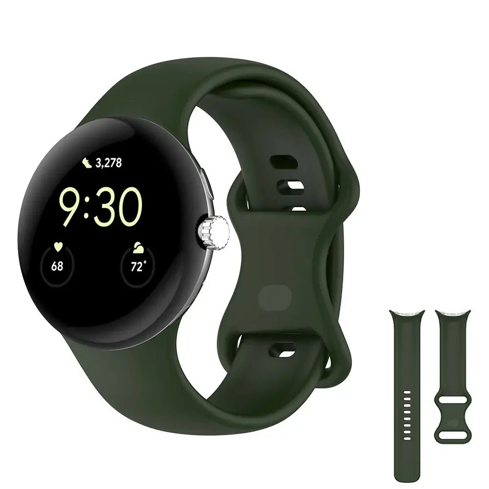 Smooth Silicone Google Pixel Watch Band in Army Green