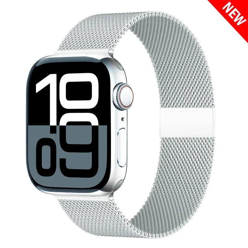 Colorful Milanese Mesh Apple Watch Band in Light Gray