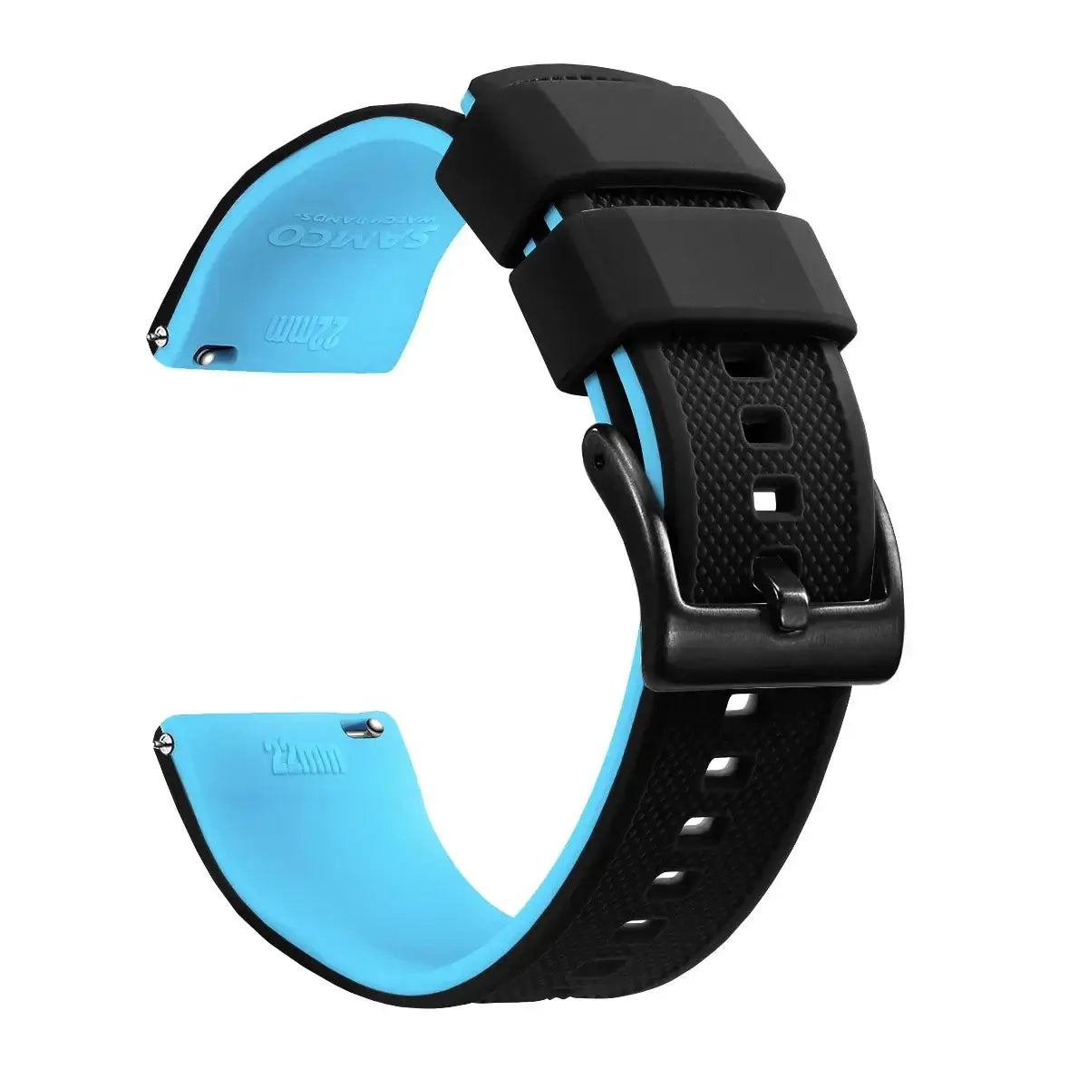 Amazfit Textured Silicone Band with Buckle Choices — Black / Sky Blue / Black Buckle