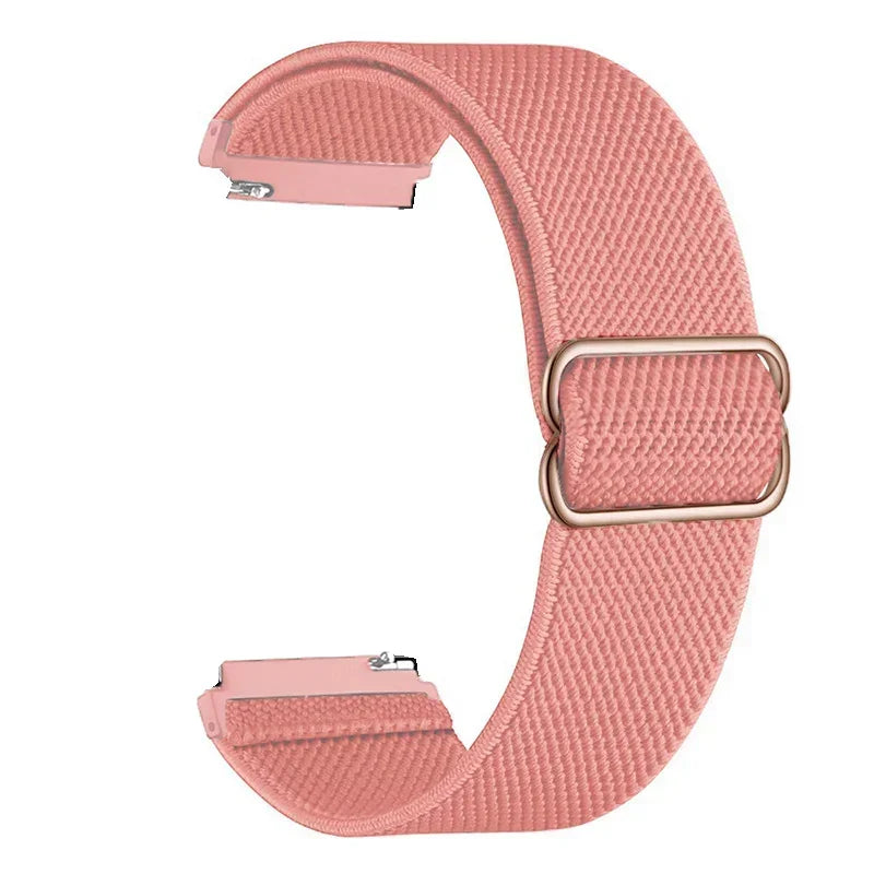 OnePlus Smartwatch Nylon Loop Band - Breathable Sport Strap Replacement in soft elastic fabric, light pink color.