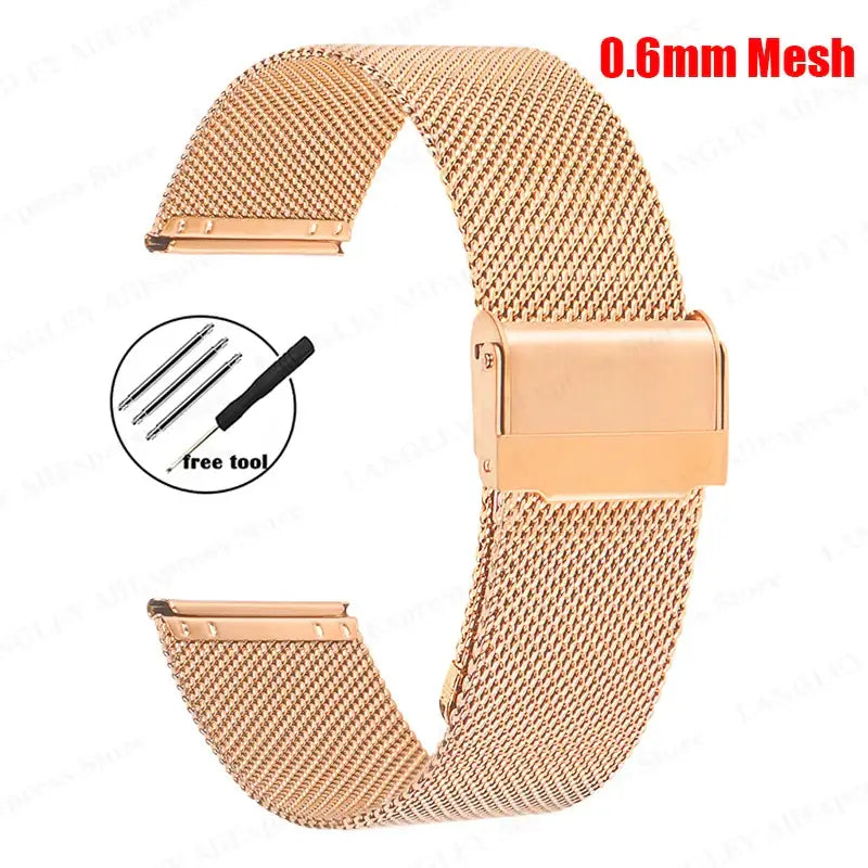 Samsung Galaxy Watch Milanese Mesh Clasp Band in 0.6mm Mesh / Rose Gold