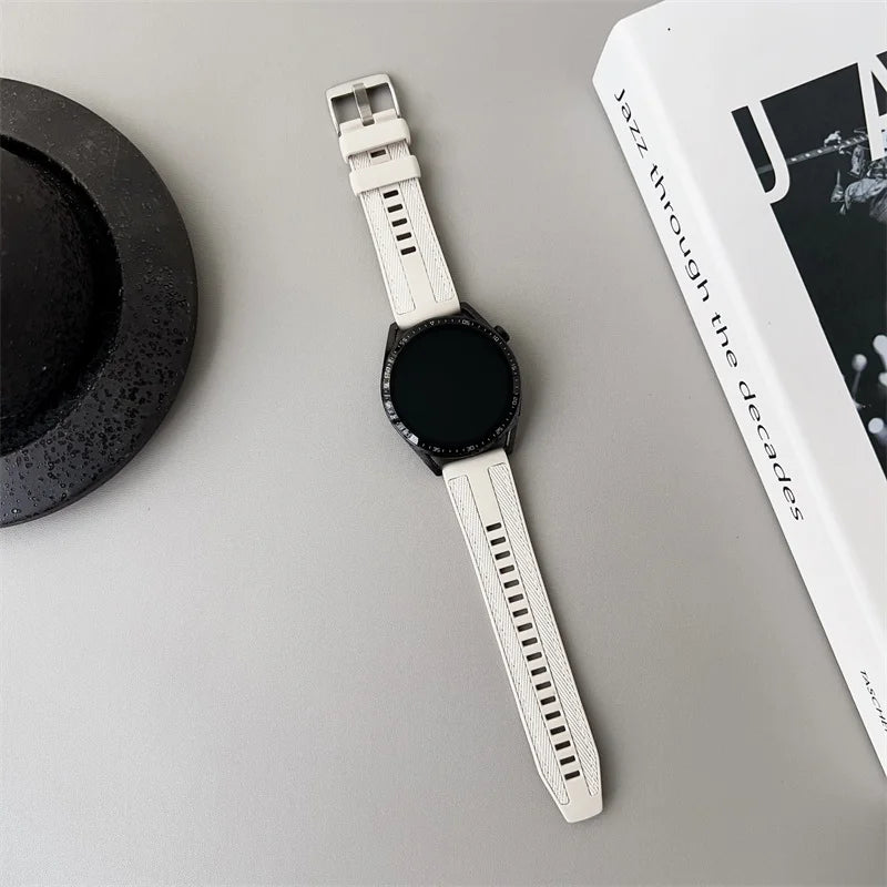 Textured Silicone Band for Polar – off-white band on watch