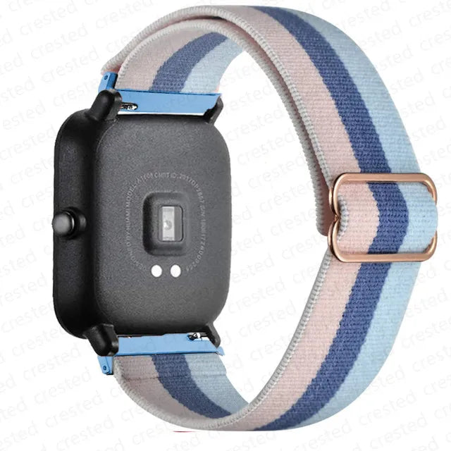 COROS Adjustable Elastic Fabric Watch Band - Pink / Blue Stripes