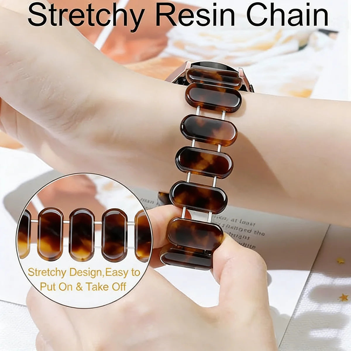 Fitbit Charge 5 and 6 Resin Stretch Bracelet Band — band detail