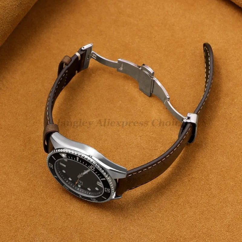 Garmin Calfskin Butterfly Clasp Band on a watch