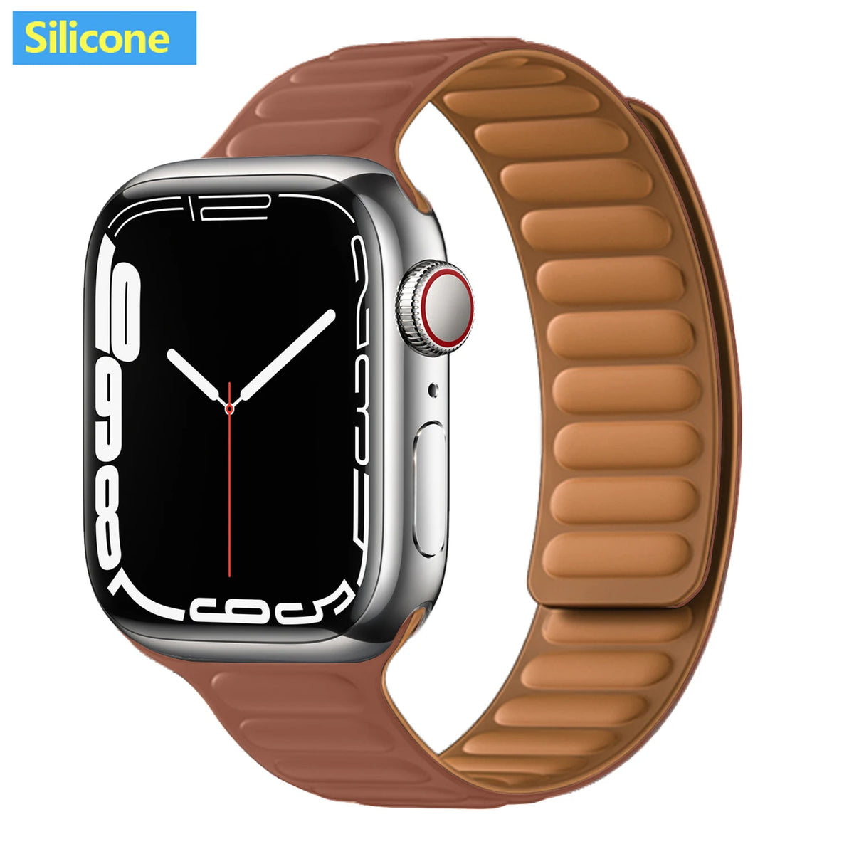 Magnetic Apple Watch Link Band - Leather & Silicone in Silicone / Brown