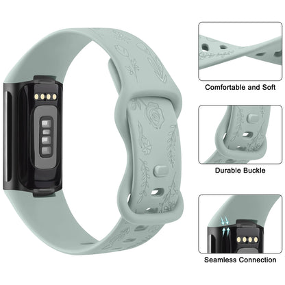 Fitbit Charge 5 and 6 Floral Engraved Band, Soft TPU — product detail