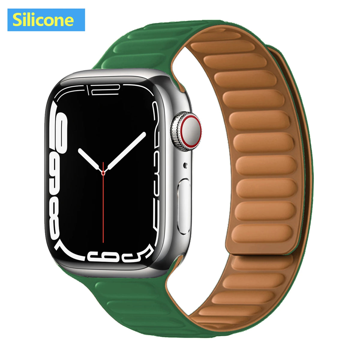Magnetic Apple Watch Link Band - Leather & Silicone in Silicone / Green