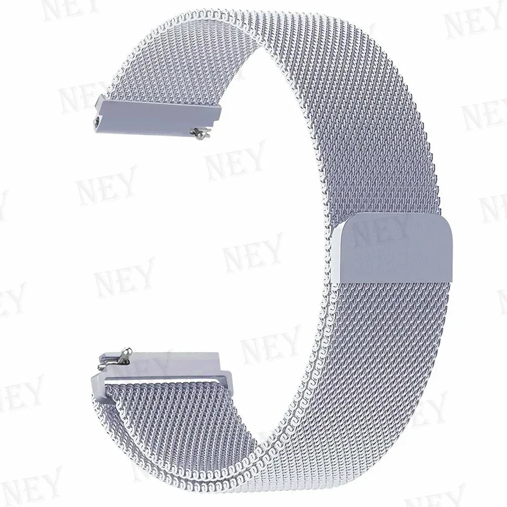OnePlus Smartwatch Milanese Loop Band Magnetic Metal Bracelet Strap in silver mesh design.