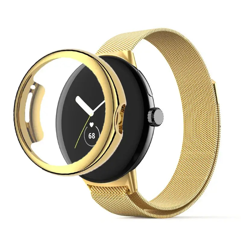 Google Pixel Watch Steel Band & Case - Link or Mesh in Mesh / Gold