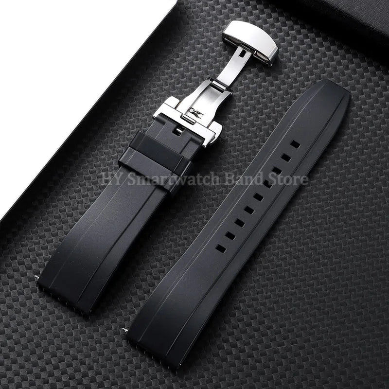 Garmin Silicone Butterfly Clasp Band in Black with Silver Clasp