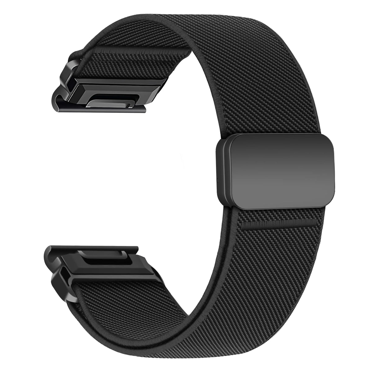 All Black Garmin QuickFit 22/26mm Woven Nylon Band with Magnetic Closure