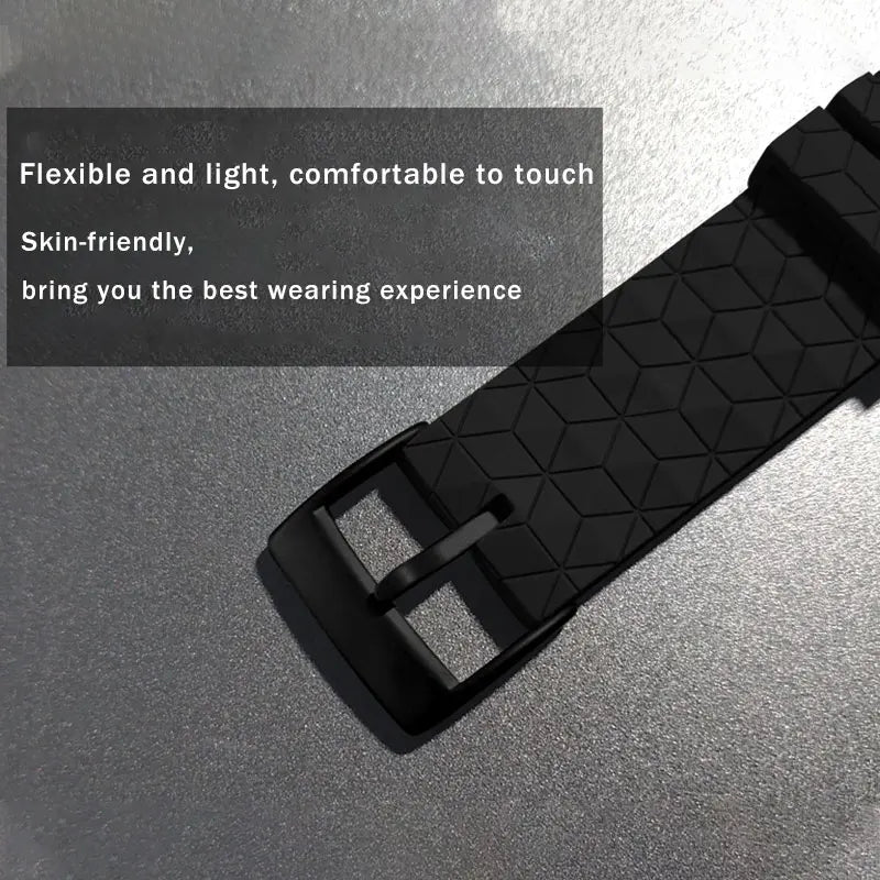 COROS Geometric Silicone Watch Band with Black Buckle - Raised geometric texture and buckle