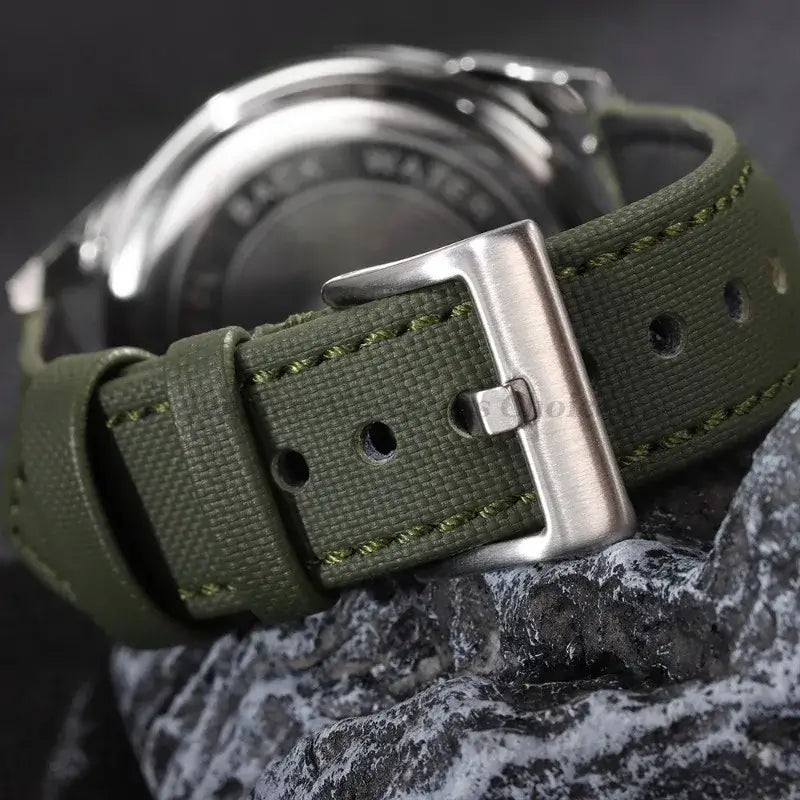 Amazfit Stitched Sailcloth Nylon Watch Band - Silver pin buckle detail