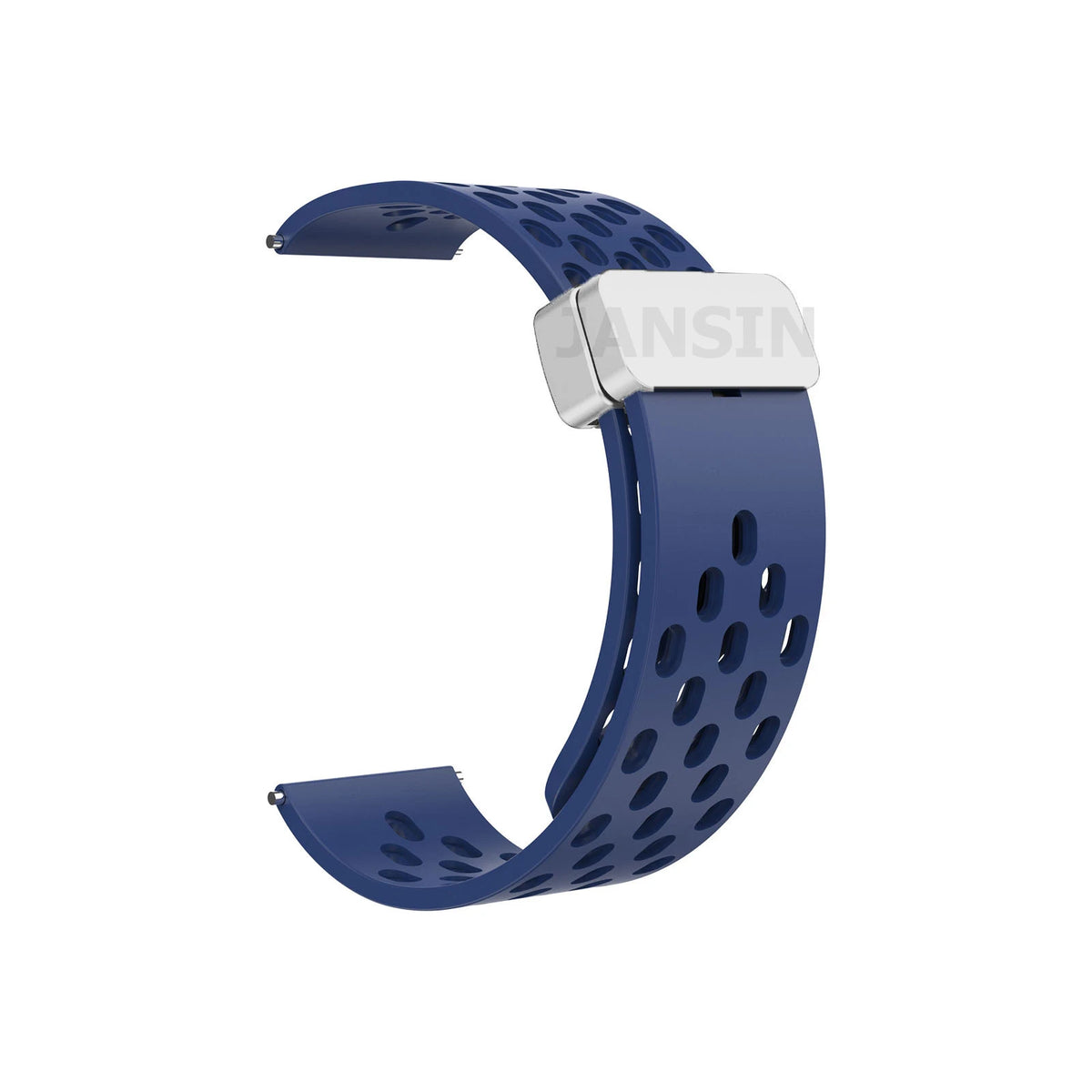 OnePlus Smartwatch Bands Silicone Magnetic Loop Strap Replacement in blue with perforated design.