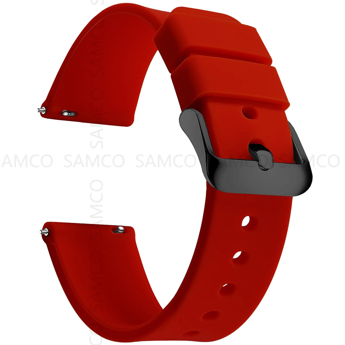 Garmin Curved-End Silicone Band in Red with Black Buckle