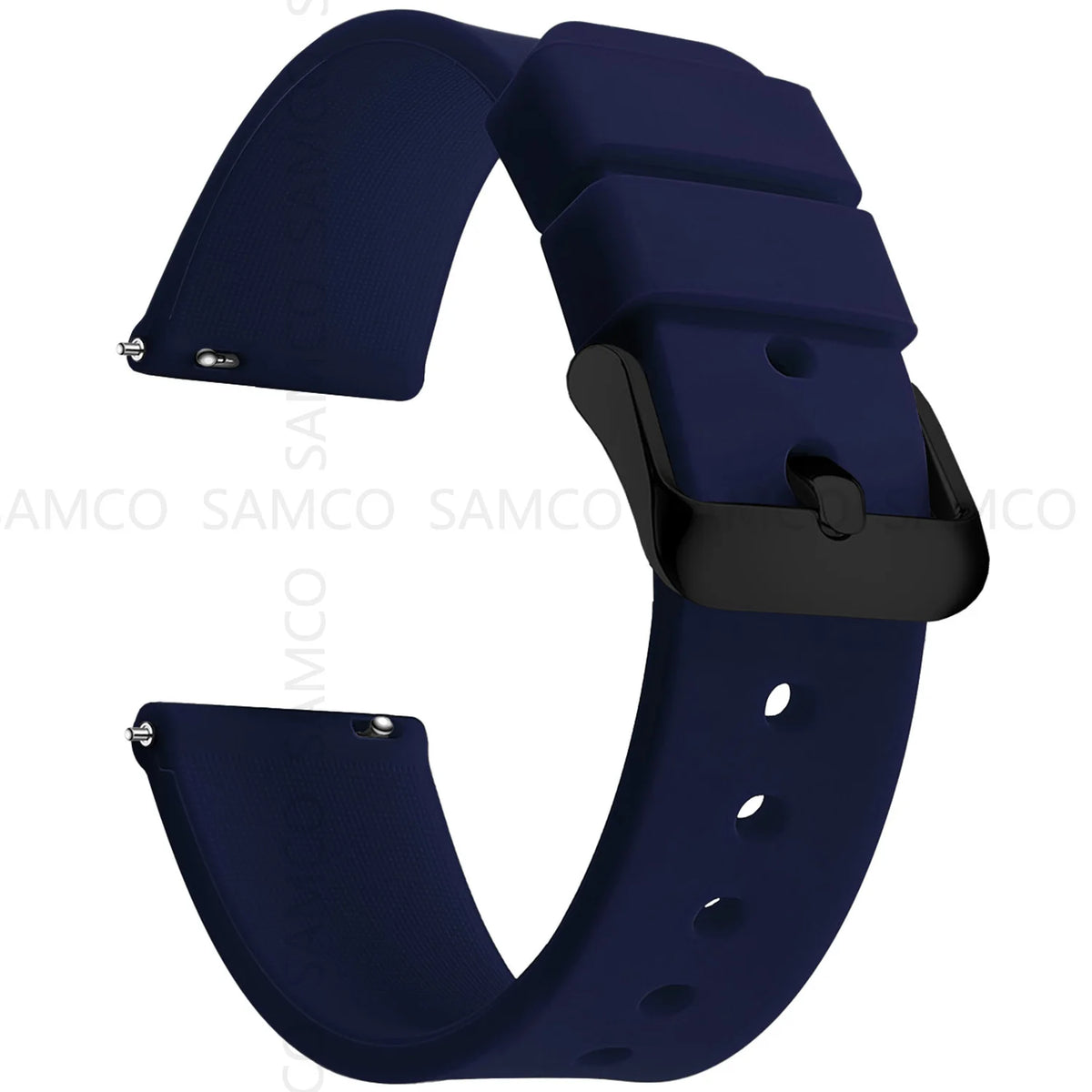 Garmin Curved-End Silicone Band in Navy Blue with Black Buckle