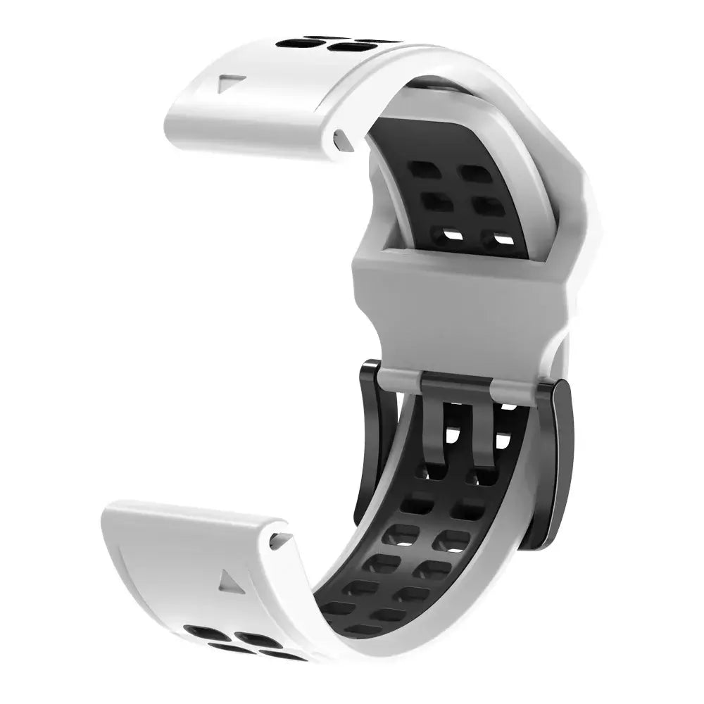 Garmin QuickFit Silicone Band - Solid and Perforated white and black perforated strap showing the underside