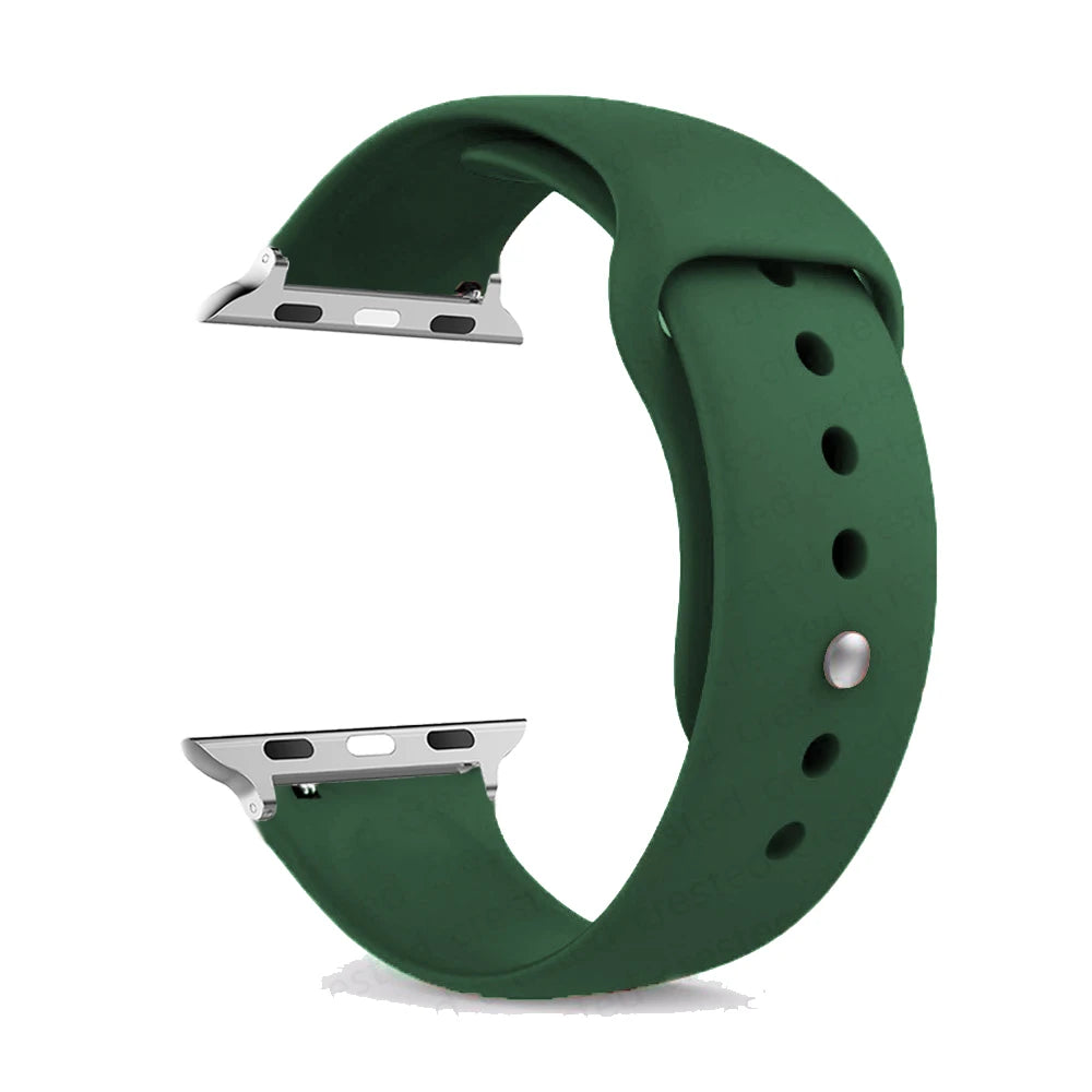 Classic Pin-and-Tuck Silicone Apple Watch Band in Forest Green