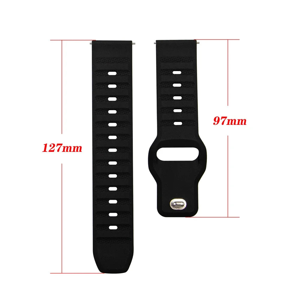 OnePlus Smartwatch Bands Silicone Sport Strap Bracelet Replacement showing dimensions of 127mm and 97mm.