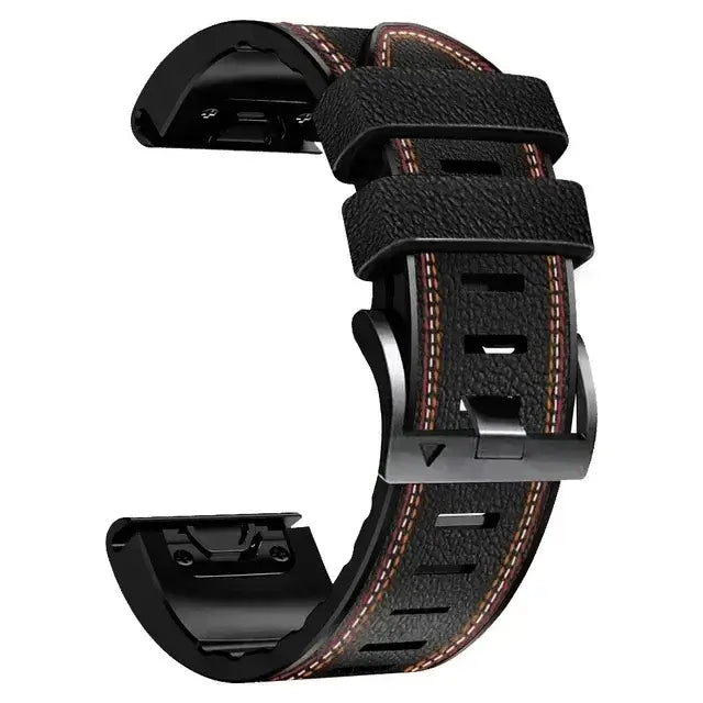 Garmin QuickFit Leather and Silicone Band in Black - Style 2