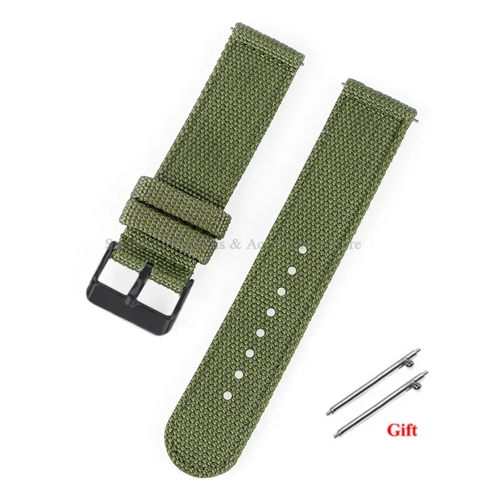 Samsung Galaxy Watch Textured Nylon Buckle Strap in Olive Green / Black Buckle