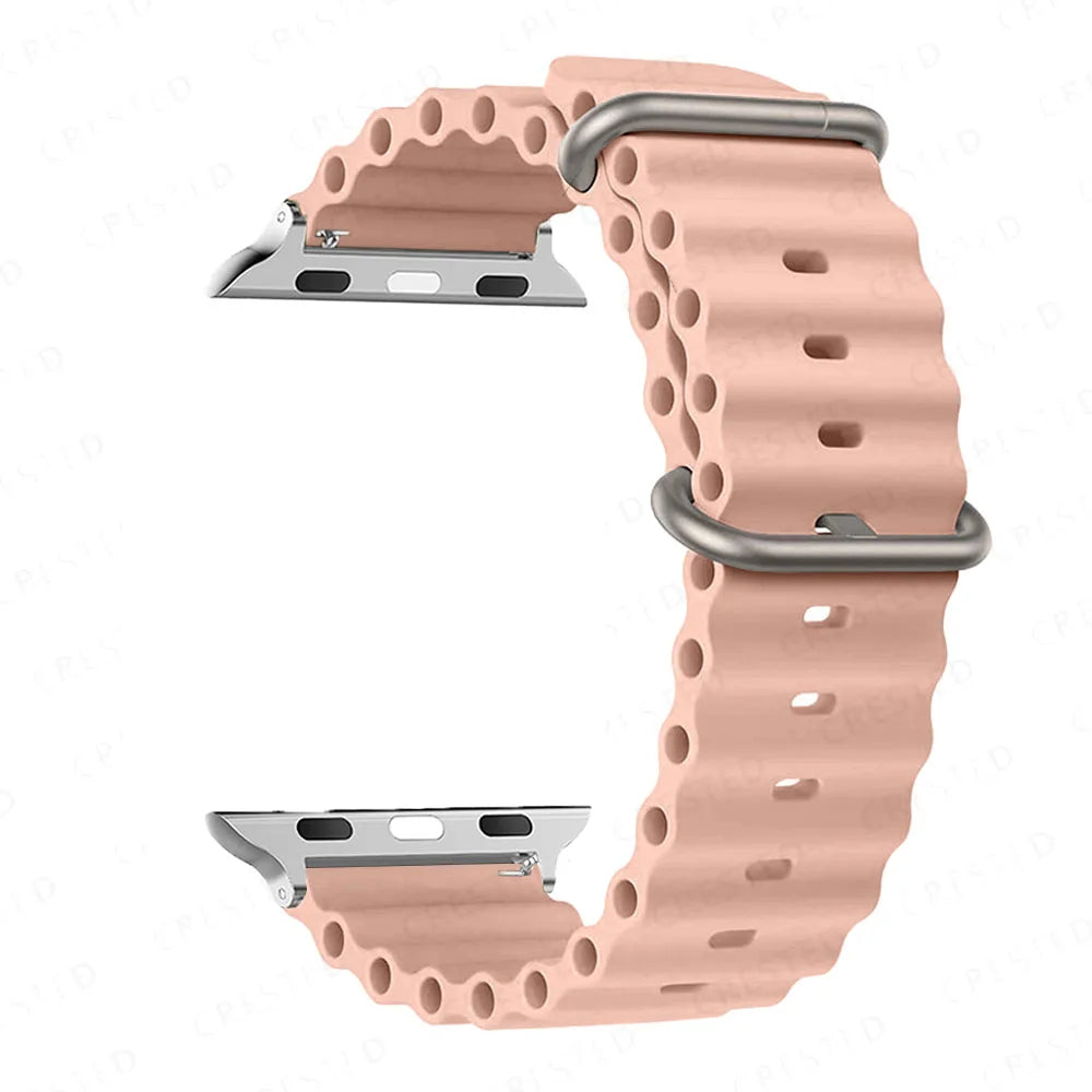 Ribbed Silicone Apple Watch Band - Solid & Two-Tone in Blush Pink