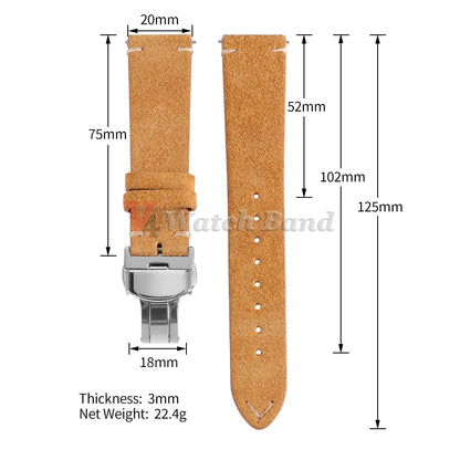 Garmin Suede Butterfly Clasp Band — strap dimensions
